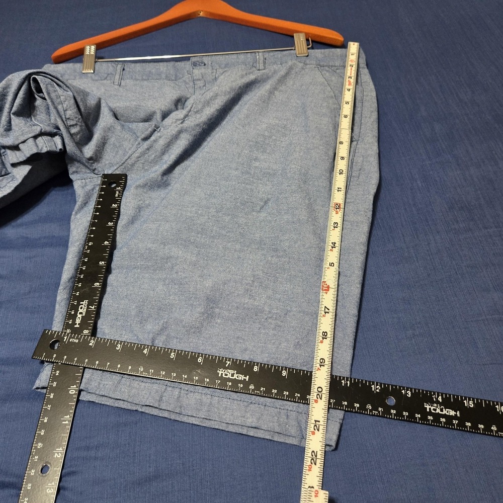 Rustic Blue Shorts Mens 38 Blue 100% Cotton Chino Denim Flat Front Summer Casual - Picture 2 of 8